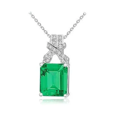 Necklaces Colombian Green Emerald Natural Earth Mined Diamond Pendant Necklace 1240 Ct WG 14K GB Necklaces Colombian Green Emerald Natural Earth Mined Diamond Pendant Necklace 1240 Ct WG 14K GB