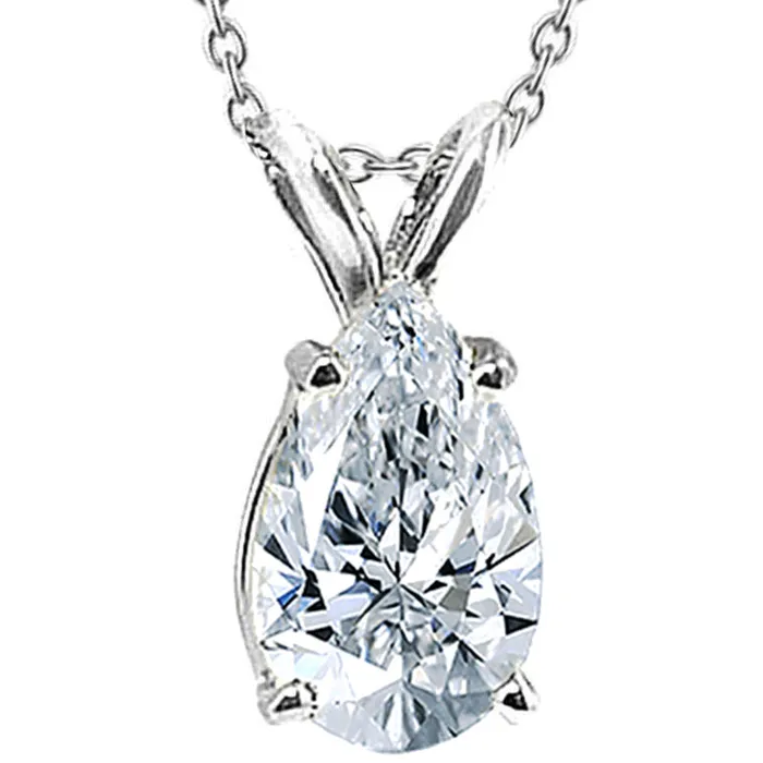 Necklaces GB Pear Natural Earth Mined Diamond Pendant With Chain 1 Ct Necklace Necklaces GB Pear Natural Earth Mined Diamond Pendant With Chain 1 Ct Necklace
