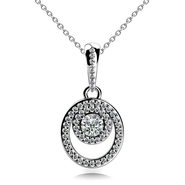 Necklaces GB Round Cut Natural Earth Mined Diamond Circle Oval Shaped Pendant Necklace 750 Ct WG 14K Necklaces GB Round Cut Natural Earth Mined Diamond Circle Oval Shaped Pendant Necklace 750 Ct WG 14K