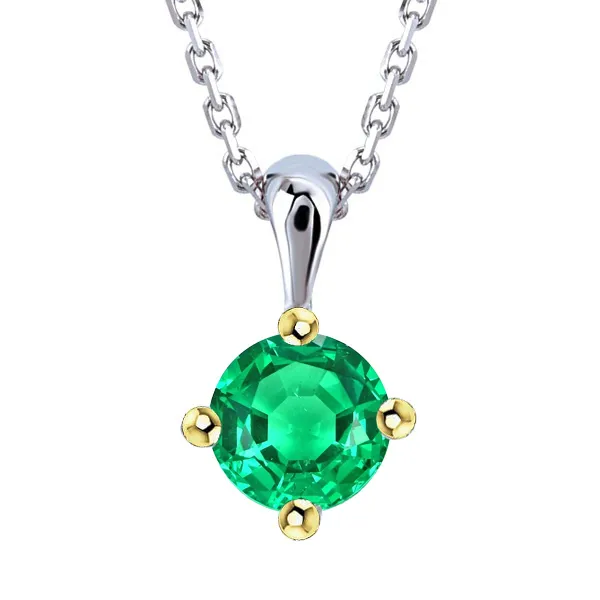 Necklaces HarryChadEntcom Simple Round Gemstone Necklace Green Emerald Pendant Prong Set Necklaces HarryChadEntcom Simple Round Gemstone Necklace Green Emerald Pendant Prong Set