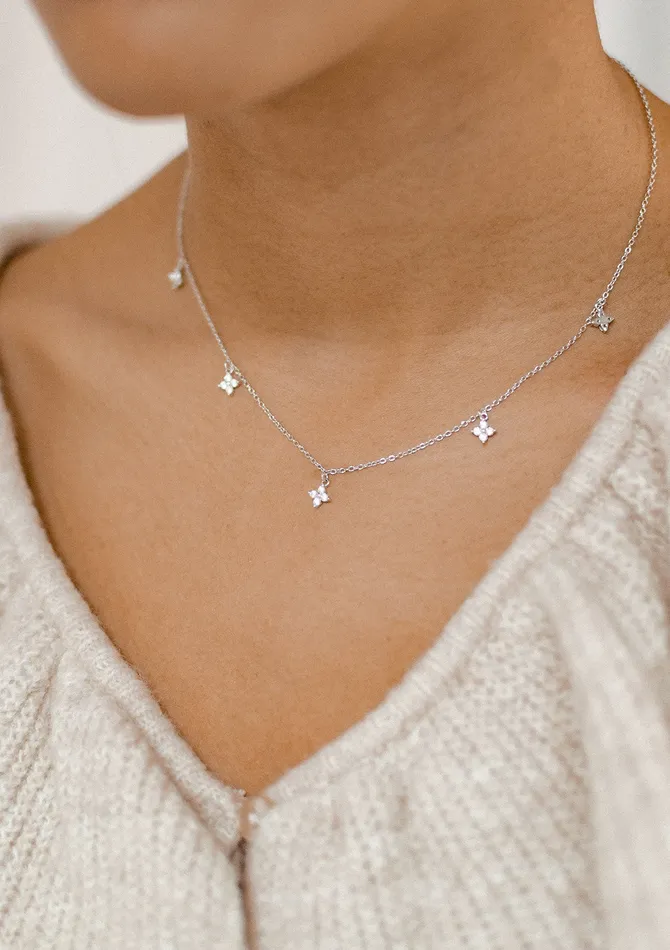 Necklaces Hey Happiness Floret Charm Necklace Sterling Silver Necklaces Hey Happiness Floret Charm Necklace Sterling Silver