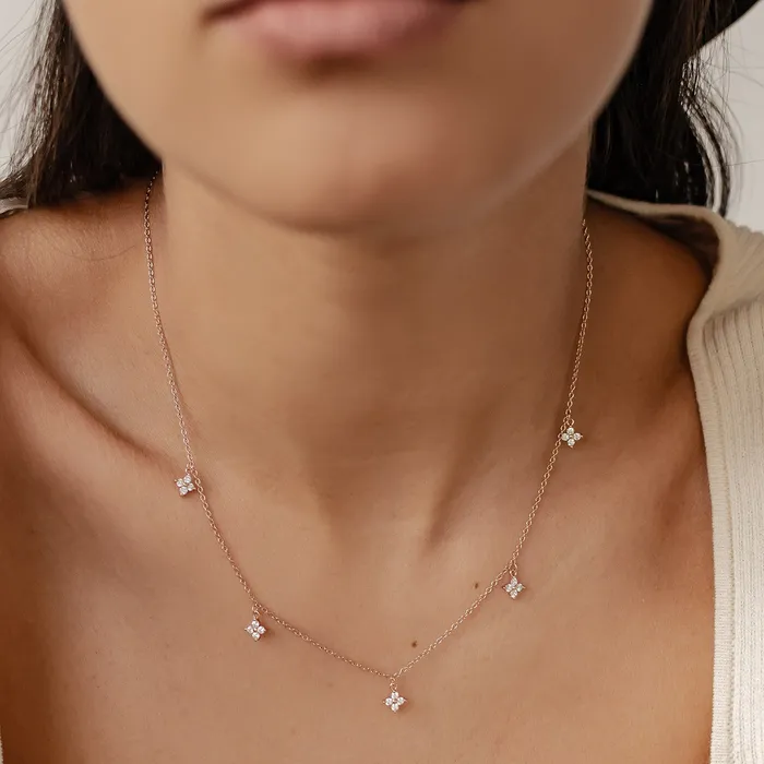 Necklaces Hey Happiness Floret Charm Necklace Sterling Silver Necklaces Hey Happiness Floret Charm Necklace Sterling Silver