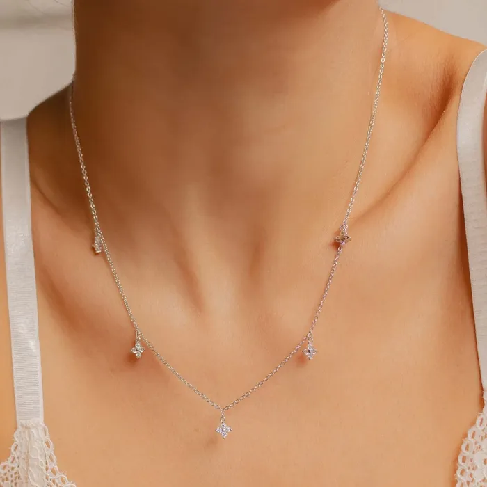 Necklaces Hey Happiness Floret Charm Necklace Sterling Silver Necklaces Hey Happiness Floret Charm Necklace Sterling Silver