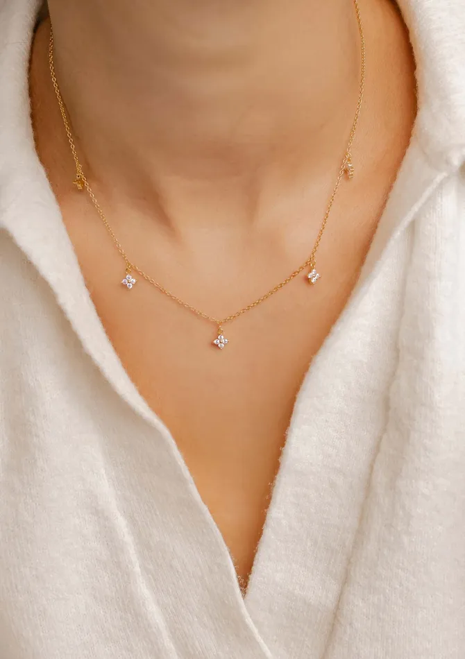 Necklaces Hey Happiness Floret Charm Necklace Sterling Silver Necklaces Hey Happiness Floret Charm Necklace Sterling Silver