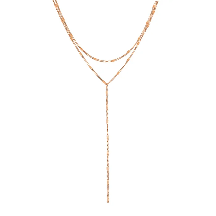 Necklaces Hey Happiness Layered Y Necklace Rose Gold