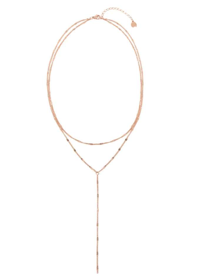 Necklaces Hey Happiness Layered Y Necklace Rose Gold Necklaces Hey Happiness Layered Y Necklace Rose Gold