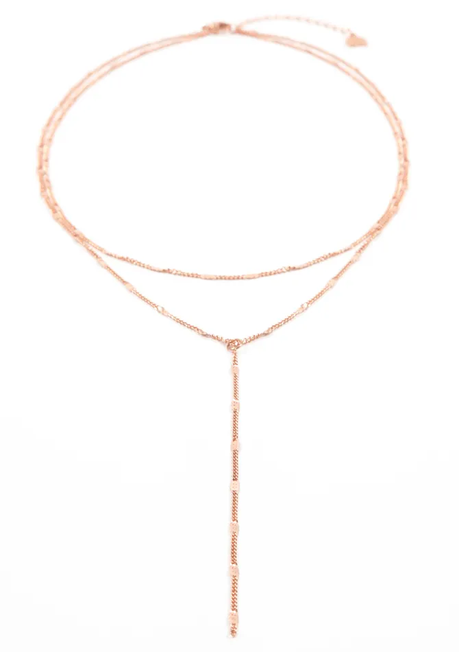 Necklaces Hey Happiness Layered Y Necklace Rose Gold Necklaces Hey Happiness Layered Y Necklace Rose Gold