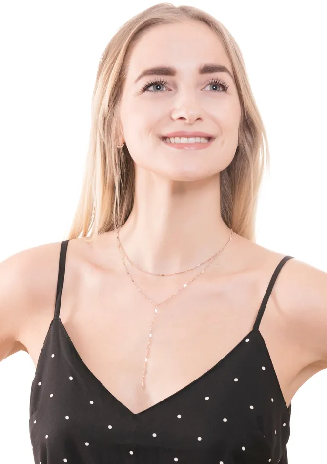 Necklaces Hey Happiness Layered Y Necklace Rose Gold Necklaces Hey Happiness Layered Y Necklace Rose Gold