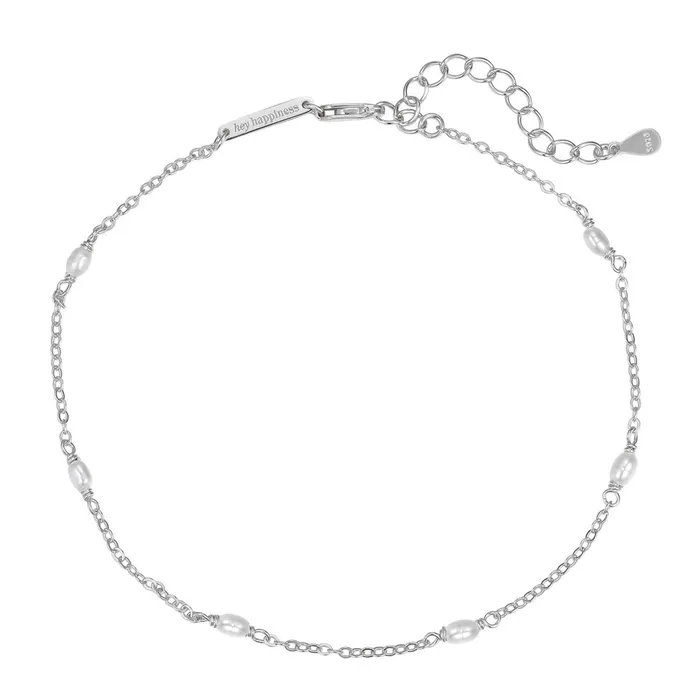 Necklaces Hey Happiness Pearl Chain Anklet Sterling Silver