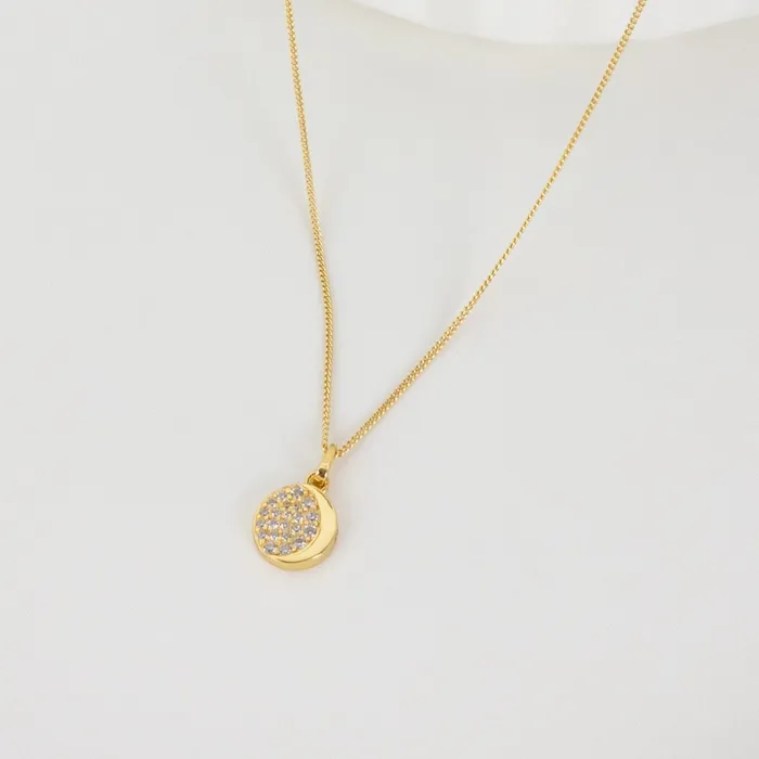 Necklaces Hey Happiness Zirconia Moon Pendant Necklace Sterling Silver Gold