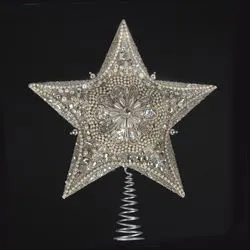 Necklaces Kurt Adler Platinum Glitter WIvory Pearls Star Tree Topper Kurt Adler Necklaces Kurt Adler Platinum Glitter WIvory Pearls Star Tree Topper Kurt Adler