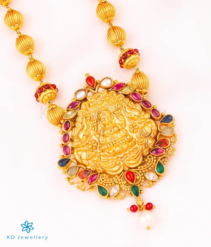 Necklaces Silversmith The GajaLakshmi Silver Navratna Necklace