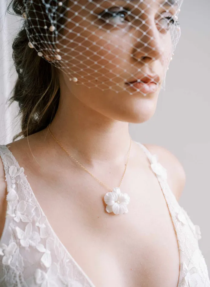 Necklaces twigs honey Simple orchid bridal necklace Style 2420