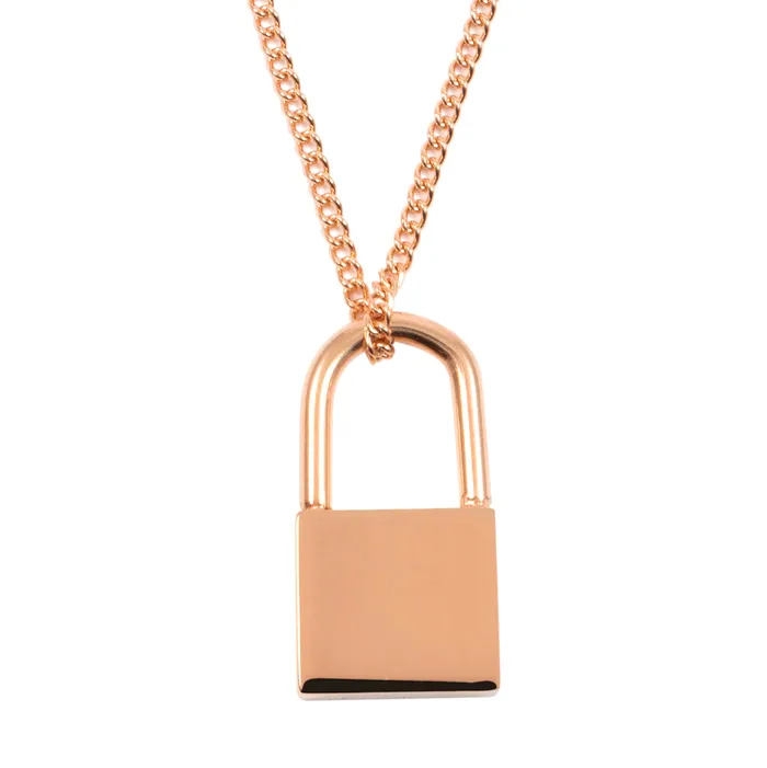 Padlock Pendant Necklace Rose Gold Hey Happiness Necklaces