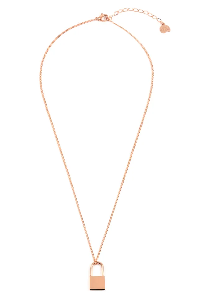 Padlock Pendant Necklace Rose Gold Hey Happiness Necklaces Padlock Pendant Necklace Rose Gold Hey Happiness Necklaces