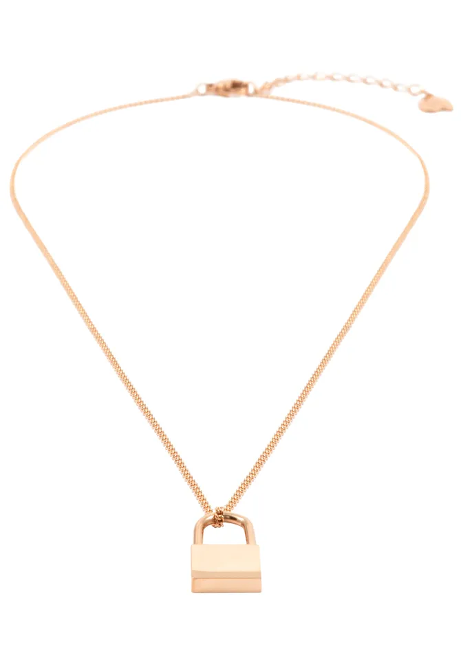 Padlock Pendant Necklace Rose Gold Hey Happiness Necklaces Padlock Pendant Necklace Rose Gold Hey Happiness Necklaces