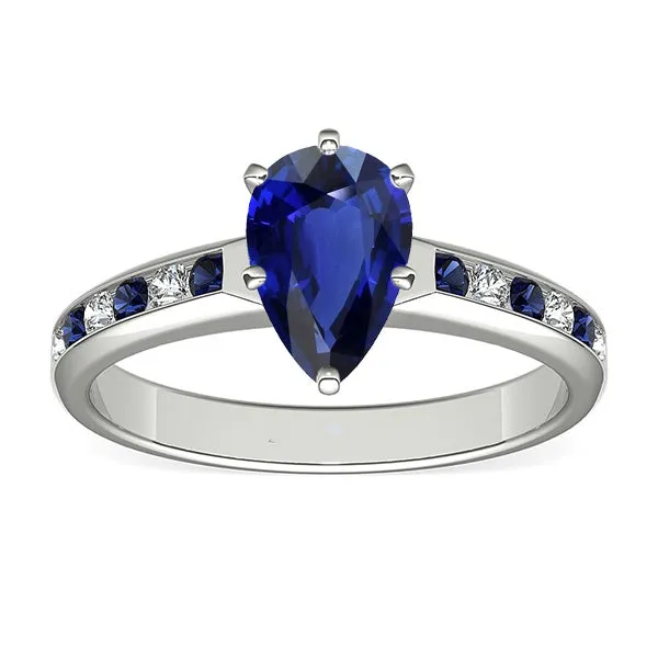 Pear Engagement Ring Channel Set Blue Sapphires Natural Earth Mined Diamonds 2 Carats HarryChadEntcom Rings Pear Engagement Ring Channel Set Blue Sapphires Natural Earth Mined Diamonds 2 Carats HarryChadEntcom Rings
