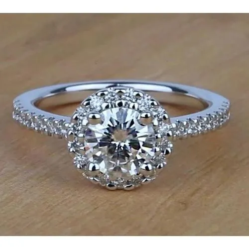 Rings GB 160 Carats Halo Round Natural Earth Mined Diamond Engagement Ring Rings GB 160 Carats Halo Round Natural Earth Mined Diamond Engagement Ring
