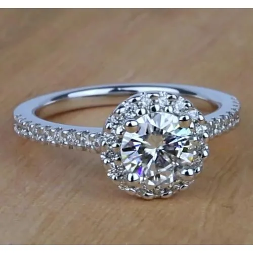 Rings GB 160 Carats Halo Round Natural Earth Mined Diamond Engagement Ring Rings GB 160 Carats Halo Round Natural Earth Mined Diamond Engagement Ring