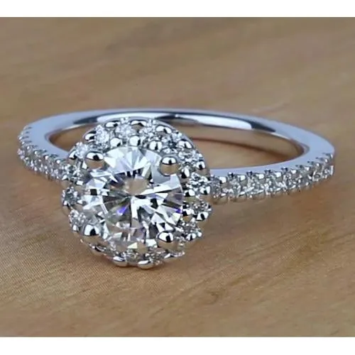 Rings GB 160 Carats Halo Round Natural Earth Mined Diamond Engagement Ring Rings GB 160 Carats Halo Round Natural Earth Mined Diamond Engagement Ring