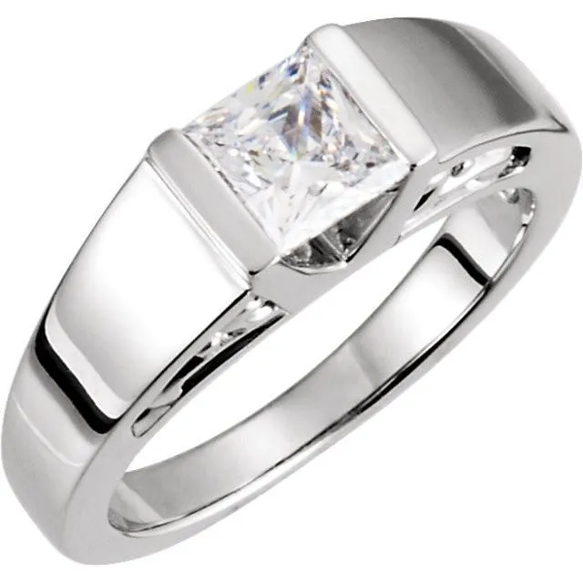 Rings GB 1 Carat Princess Natural Earth Mined Diamond Solitaire Engagement Ring White Gold 14K Rings GB 1 Carat Princess Natural Earth Mined Diamond Solitaire Engagement Ring White Gold 14K