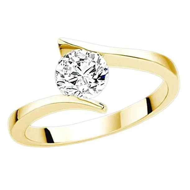 Rings GB 1 Carat Round Natural Earth Mined Diamond Solitaire Tension Style Yellow Gold Ring Rings GB 1 Carat Round Natural Earth Mined Diamond Solitaire Tension Style Yellow Gold Ring