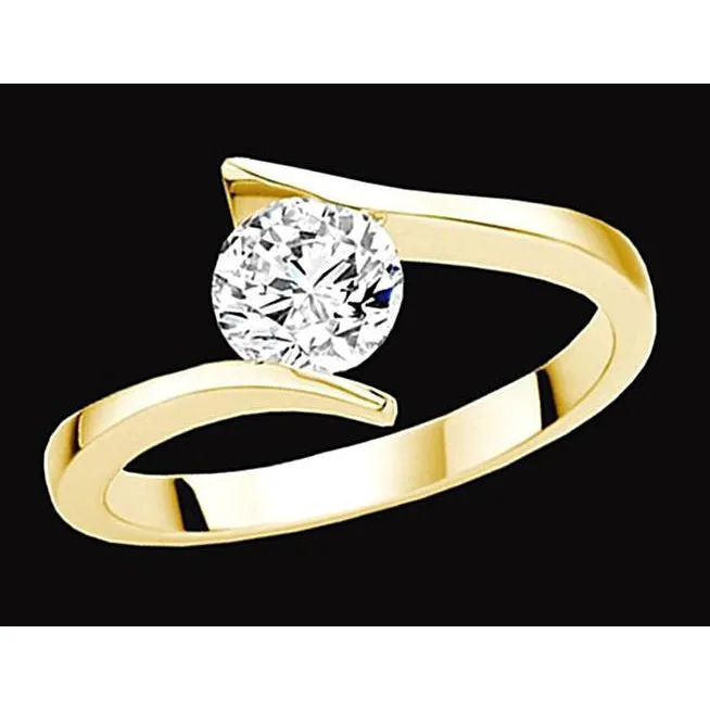 Rings GB 1 Carat Round Natural Earth Mined Diamond Solitaire Tension Style Yellow Gold Ring Rings GB 1 Carat Round Natural Earth Mined Diamond Solitaire Tension Style Yellow Gold Ring