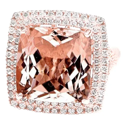 Rings GB 14K Rose Gold Morganite And Natural Earth Mined Diamond 1025 Ct Ring New Rings GB 14K Rose Gold Morganite And Natural Earth Mined Diamond 1025 Ct Ring New