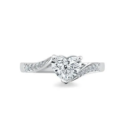 Rings GB 210 Ct Heart And Round Cut Natural Earth Mined Diamonds Engagement Ring White Gold Rings GB 210 Ct Heart And Round Cut Natural Earth Mined Diamonds Engagement Ring White Gold
