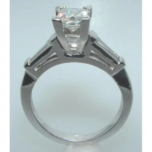 Rings GB 210 Ct Princess Baguettes Natural Earth Mined Diamond Three Stone Ring White Gold