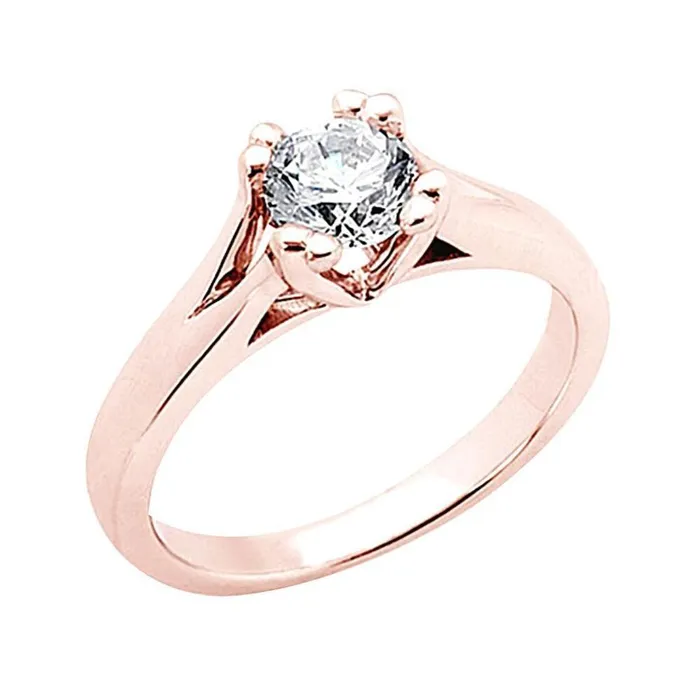 Rings GB 3 Ct Round Natural Earth Mined Diamond Solitaire Ring Rose Gold New Rings GB 3 Ct Round Natural Earth Mined Diamond Solitaire Ring Rose Gold New