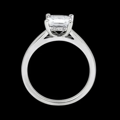 Rings GB Hidden Halo Princess Cut Natural Earth Mined Diamond Engagement Ring
