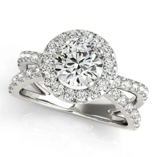 Rings GB Natural Earth Mined Diamond Engagement Halo Ring 250 Carats Split Shank White Gold 14K