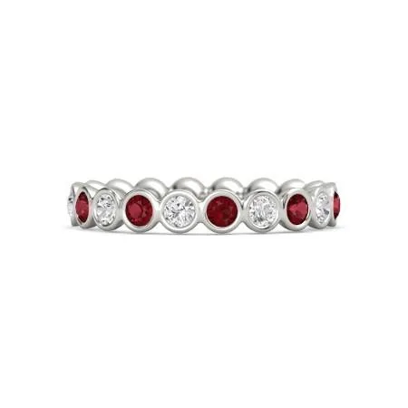 Rings GB Natural Earth Mined Diamond Eternity Band 1 Carat Burmese Ruby 14K White Gold Jewelry Rings GB Natural Earth Mined Diamond Eternity Band 1 Carat Burmese Ruby 14K White Gold Jewelry