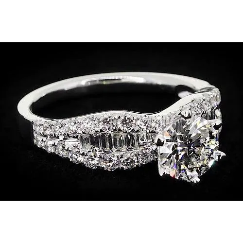 Rings GB Ribbon Style Womens Ring Round Real Natural Earth Mined Diamond 6 Prong Set 275 Carats Rings GB Ribbon Style Womens Ring Round Real Natural Earth Mined Diamond 6 Prong Set 275 Carats