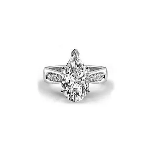 Rings GB Solitaire With Accents 196 Carats Pear Cut Real Natural Earth Mined Diamond Ring Set Rings GB Solitaire With Accents 196 Carats Pear Cut Real Natural Earth Mined Diamond Ring Set