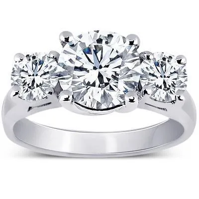 Rings GB Three Stone 170 Carats Real Natural Earth Mined Diamonds Anniversary Ring Gold White 14K Rings GB Three Stone 170 Carats Real Natural Earth Mined Diamonds Anniversary Ring Gold White 14K