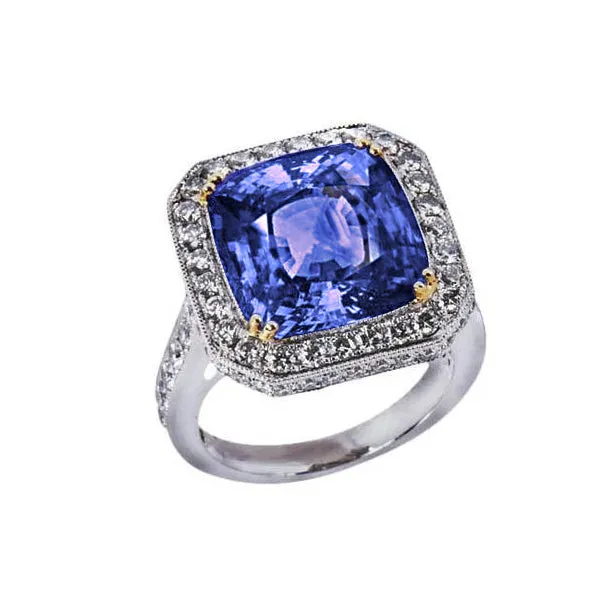 Rings GB Two Tone Gold Cushion Tanzanite Natural Earth Mined Diamonds 425 Carat Ring Vintage Style Rings GB Two Tone Gold Cushion Tanzanite Natural Earth Mined Diamonds 425 Carat Ring Vintage Style