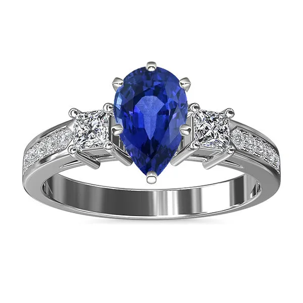 Rings HarryChadEntcom 3 Stone Blue Sapphire Ring Princess Round Natural Earth Mined Diamond Accent 350 Carats Rings HarryChadEntcom 3 Stone Blue Sapphire Ring Princess Round Natural Earth Mined Diamond Accent 350 Carats