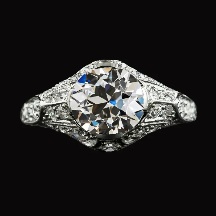 Rings HarryChadEntcom Antique Style Wedding Ring Round Old Cut Natural Earth Mined Diamond White Gold 4 Carats Rings HarryChadEntcom Antique Style Wedding Ring Round Old Cut Natural Earth Mined Diamond White Gold 4 Carats