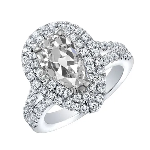 Rings HarryChadEntcom Double Halo Ring Pear Old Cut Natural Earth Mined Diamond 515 Carats Split Shank Rings HarryChadEntcom Double Halo Ring Pear Old Cut Natural Earth Mined Diamond 515 Carats Split Shank