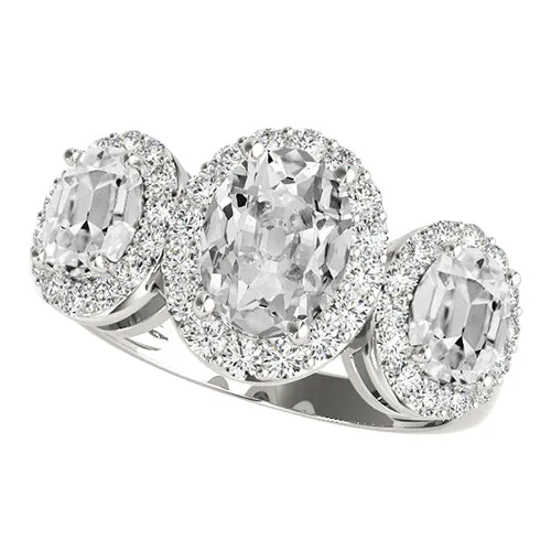 Rings HarryChadEntcom Halo 3 Stone Style Oval Old Cut Natural Earth Mined Diamond Ring 950 Carats White Gold Rings HarryChadEntcom Halo 3 Stone Style Oval Old Cut Natural Earth Mined Diamond Ring 950 Carats White Gold