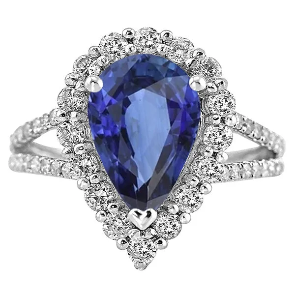 Rings HarryChadEntcom Halo Natural Earth Mined Diamond Ring Pear Sri Lankan Sapphire 550 Carats Split Shank Rings HarryChadEntcom Halo Natural Earth Mined Diamond Ring Pear Sri Lankan Sapphire 550 Carats Split Shank