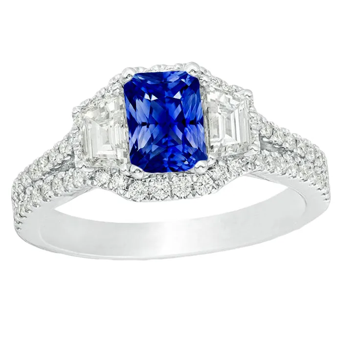 Rings HarryChadEntcom Halo Sapphire Engagement Ring 4 Carats Trapezoids Pave Set Natural Earth Mined Diamonds Rings HarryChadEntcom Halo Sapphire Engagement Ring 4 Carats Trapezoids Pave Set Natural Earth Mined Diamonds
