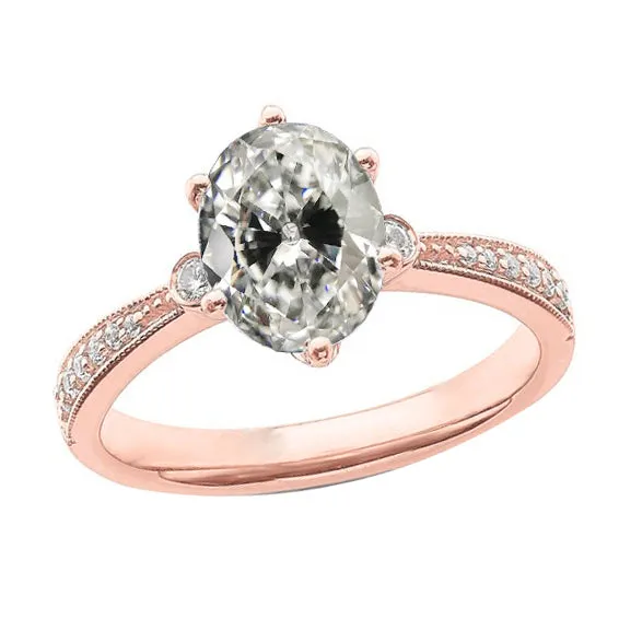 Rings HarryChadEntcom Oval Old Mine Cut Real Natural Earth Mined Diamond Ring 6 Prong Tapered Shank 450 Carats Rings HarryChadEntcom Oval Old Mine Cut Real Natural Earth Mined Diamond Ring 6 Prong Tapered Shank 450 Carats