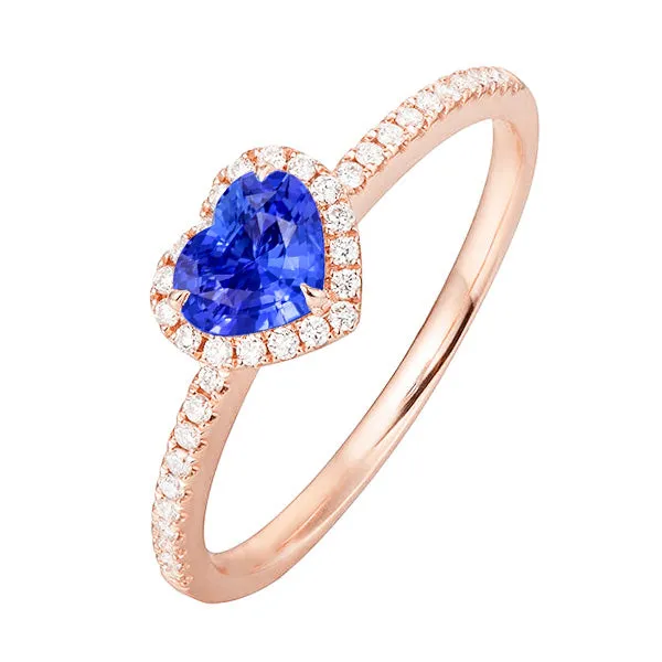 Rings HarryChadEntcom Rose Gold Halo Heart Blue Sapphire Ring With Natural Earth Mined Diamond Accents 3 Carats Rings HarryChadEntcom Rose Gold Halo Heart Blue Sapphire Ring With Natural Earth Mined Diamond Accents 3 Carats