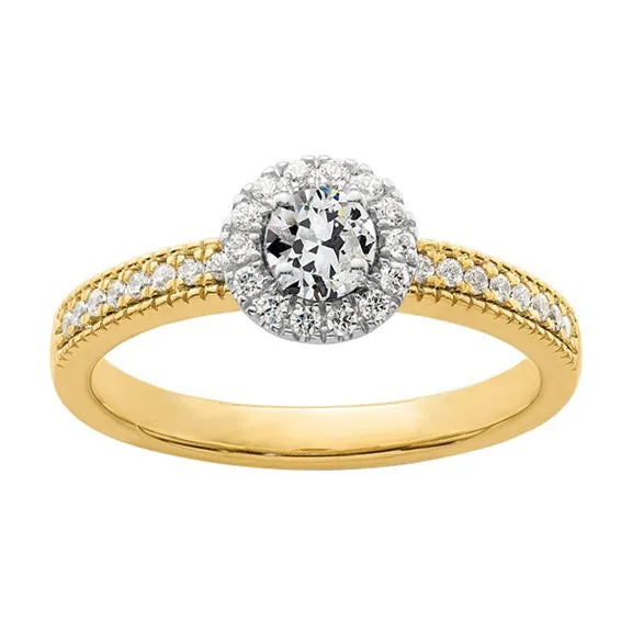 Rings HarryChadEntcom Round Old European Natural Earth Mined Diamond Halo Ring Fishtail Set 275 Carats Two Tone