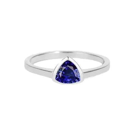 Rings HarryChadEntcom Trillion Cut Sapphire Ring In Bezel Set