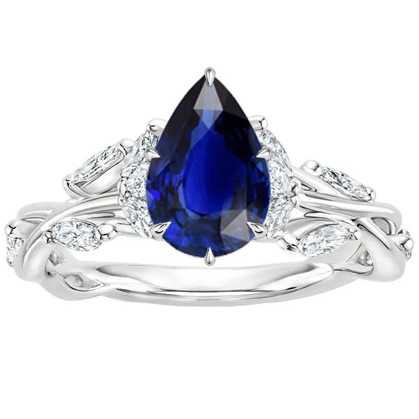 Rings HarryChadEntcom Women Natural Earth Mined Diamond Ring Gold Pear Blue Sapphire With Accents New 550 Carat Rings HarryChadEntcom Women Natural Earth Mined Diamond Ring Gold Pear Blue Sapphire With Accents New 550 Carat
