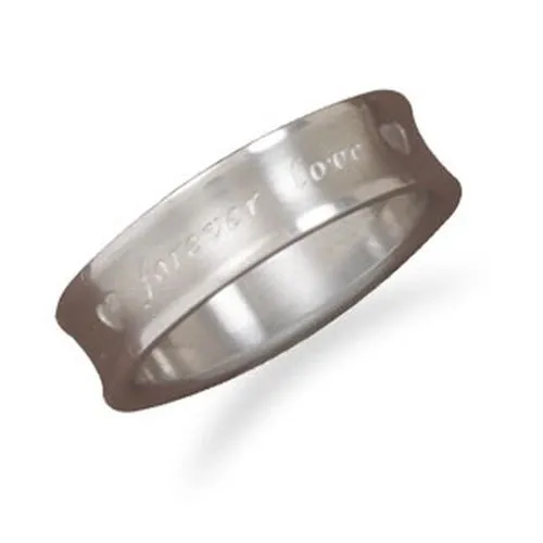 Rings MMA Concave Stainless Steel Ring with Forever Love Size 9